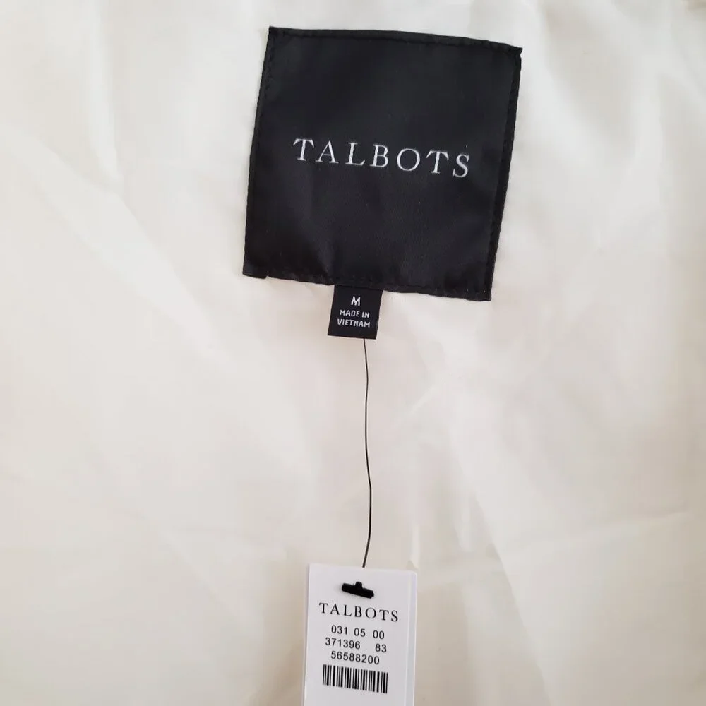 BNWT TALBOTS Faux Fur Collar Down Puffer Vest in ivory earthy camel collar (M) - Picture 4 of 11